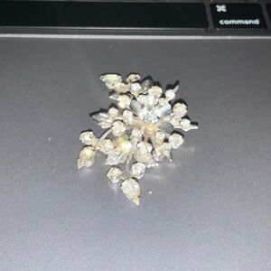 Crystal Floral Brooch - Silver-Tone Sparkle